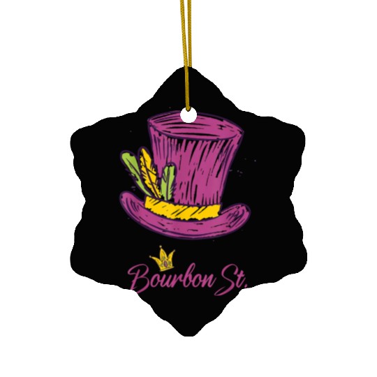 Bourbon Street Mardi Gras New Orleans French Quart Ceramic Ornaments