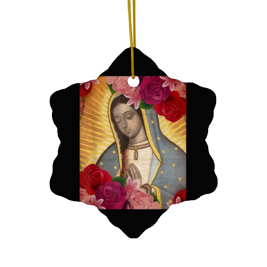 Our Lady of Guadalupe Rose Mexican Catholic Juan D Ceramic Ornaments
