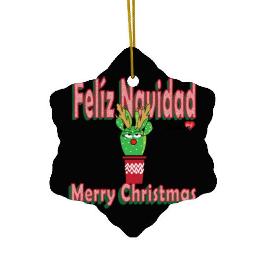 Felíz Navidad Cactus Lady Ceramic Ornaments