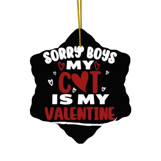 Funny Valentine Day Couple Ceramic Ornaments Sorry Boys My Cat
