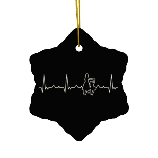 Mother daughter dancing. Heart. Love. EKG. Pulse. Ceramic Ornaments