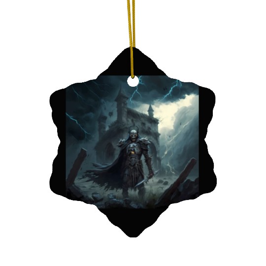 Death Knight in Thunderstorm Ceramic Ornaments