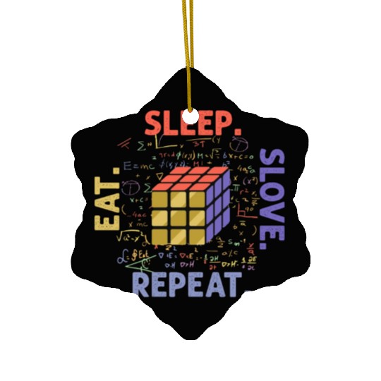 Eat Sleep Solve Repeat Math Speed Cubing Genie Ceramic Ornaments