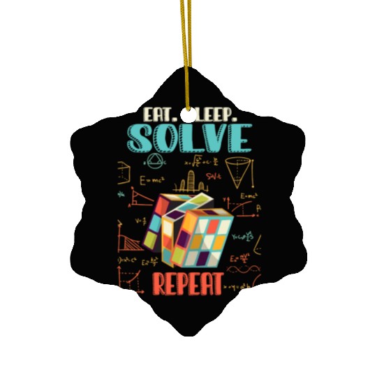 Eat Sleep Solve Repeat Math Speed Cubing Genie Ceramic Ornaments