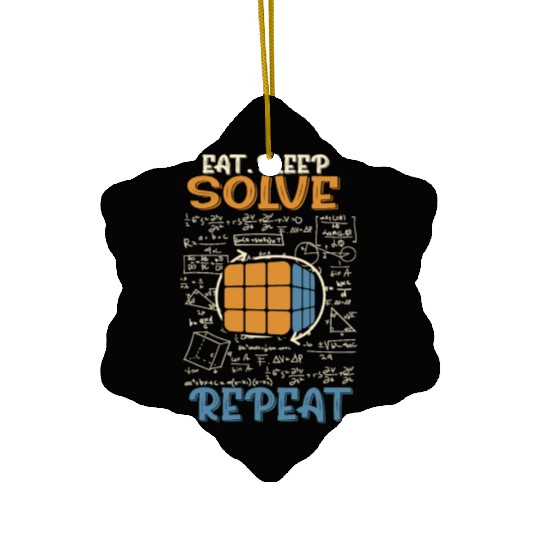 Eat Sleep Solve Repeat Math Speed Cubing Genie Ceramic Ornaments