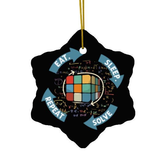 Eat Sleep Solve Repeat Math Speed Cubing Genie Ceramic Ornaments