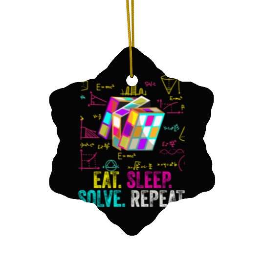 Eat Sleep Solve Repeat Math Speed Cubing Genie Ceramic Ornaments