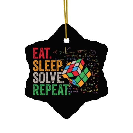 Eat Sleep Solve Repeat Math Speed Cubing Genie Ceramic Ornaments