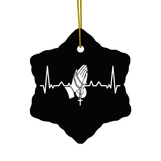 Rosary Heartbeat Prayer Hands Catholic Ceramic Ornaments