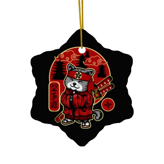 Samurai Cat Ceramic Ornaments