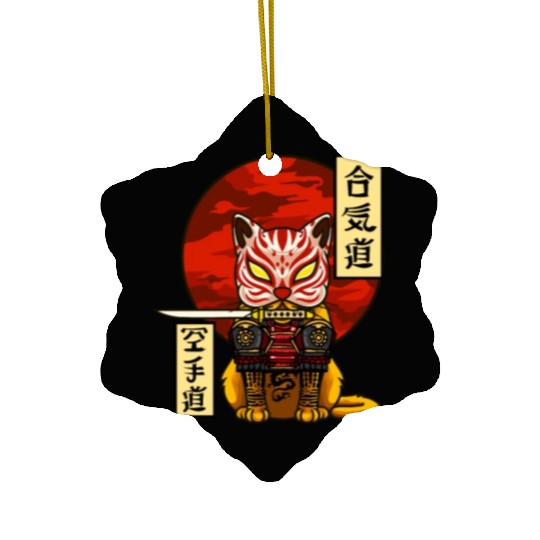Samurai Cat Ceramic Ornaments