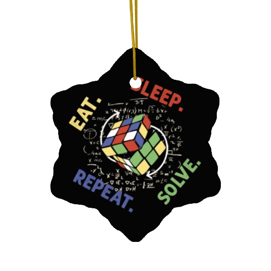 Eat Sleep Solve Repeat Math Speed Cubing Genie Ceramic Ornaments