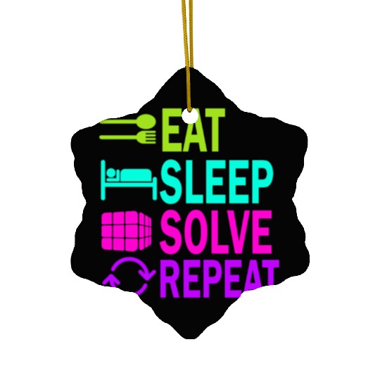 Eat Sleep Solve Repeat Math Speed Cubing Genie Ceramic Ornaments