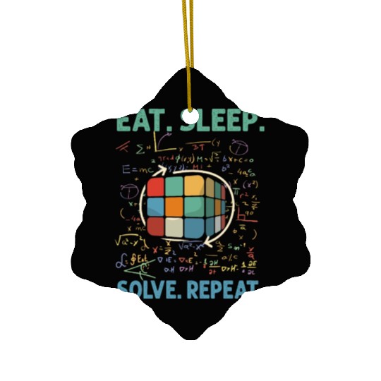 Eat Sleep Solve Repeat Math Speed Cubing Genie Ceramic Ornaments