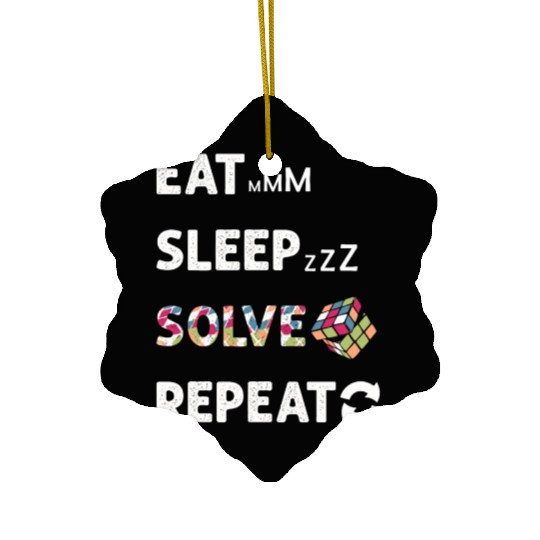 Eat Sleep Solve Repeat Math Speed Cubing Genie Ceramic Ornaments