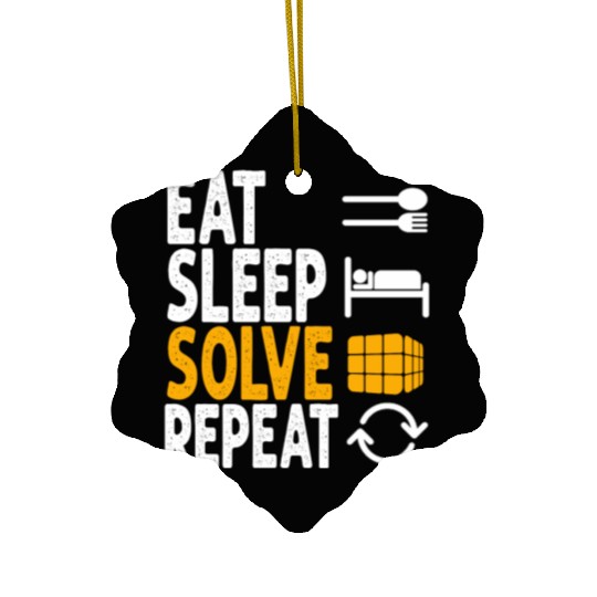 Eat Sleep Solve Repeat Math Speed Cubing Genie Ceramic Ornaments