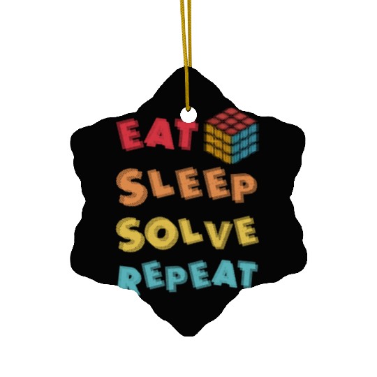 Eat Sleep Solve Repeat Math Speed Cubing Genie Ceramic Ornaments
