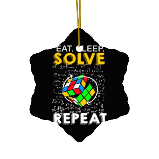 Eat Sleep Solve Repeat Math Speed Cubing Genie Ceramic Ornaments