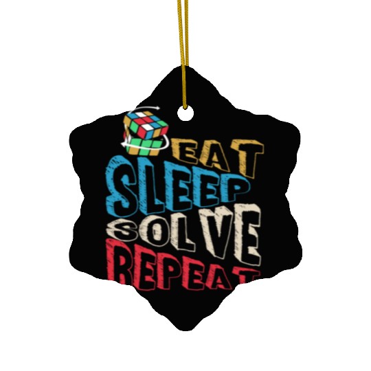Eat Sleep Solve Repeat Math Speed Cubing Genie Ceramic Ornaments