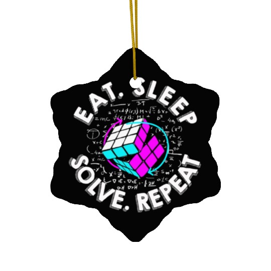 Eat Sleep Solve Repeat Math Speed Cubing Genie Ceramic Ornaments