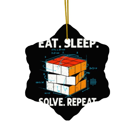 Eat Sleep Solve Repeat Math Speed Cubing Genie Ceramic Ornaments