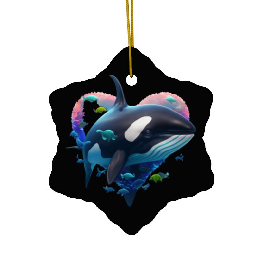 Orca Is My Valentine Ceramic Ornaments
