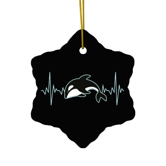 Orca Whale Heartbeat Ceramic Ornaments