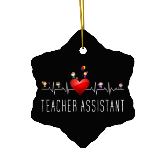 Teacher Assistant Heartbeat Kindergarten Ceramic Ornaments