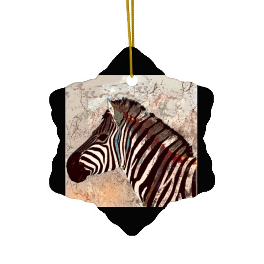 Zebra with neon colors Ceramic Ornaments