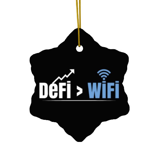 DeFi Over WiFi Funny Crypto Bitcoin Ceramic Ornaments