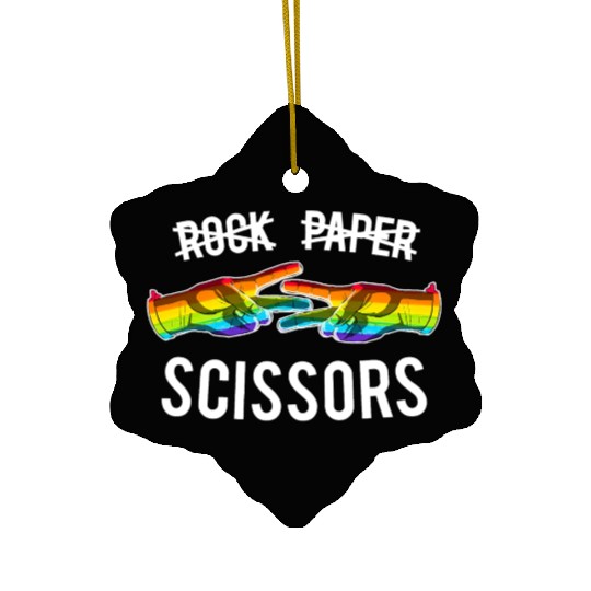 Rock Paper Scissors Lesbian Pride Rainbow LGBT Ceramic Ornaments
