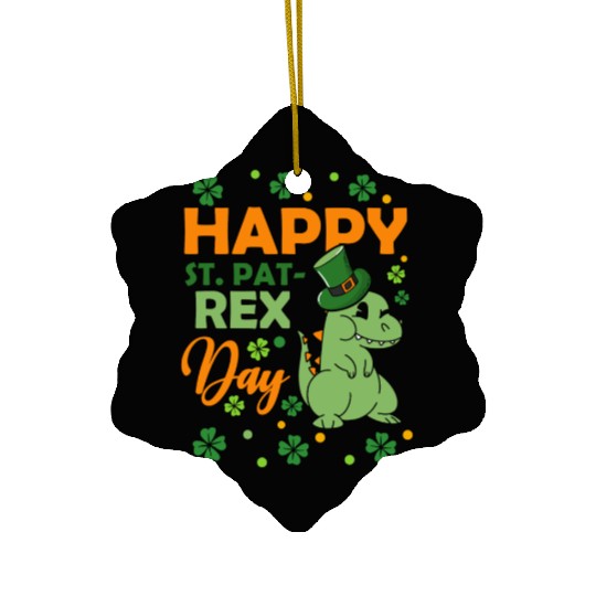 Happy St. Pat Rex Day Dinosaur St. Patrick's Day Ceramic Ornaments