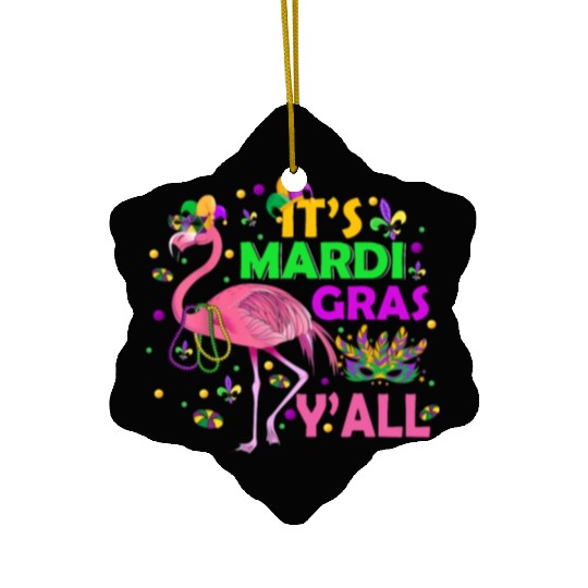 It's Mardi Gras Y'all Flamingo Funny Festival Ceramic Ornaments