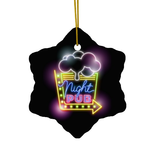 Night Pub Neon Sign Ceramic Ornaments