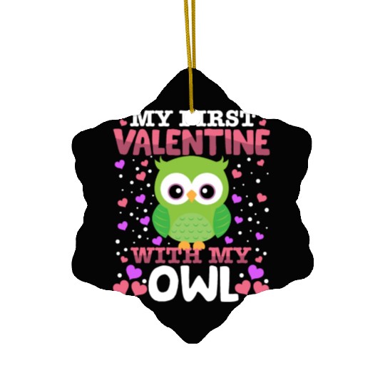 My First Valentine With My Owl Animal Heart Couple Ceramic Ornaments