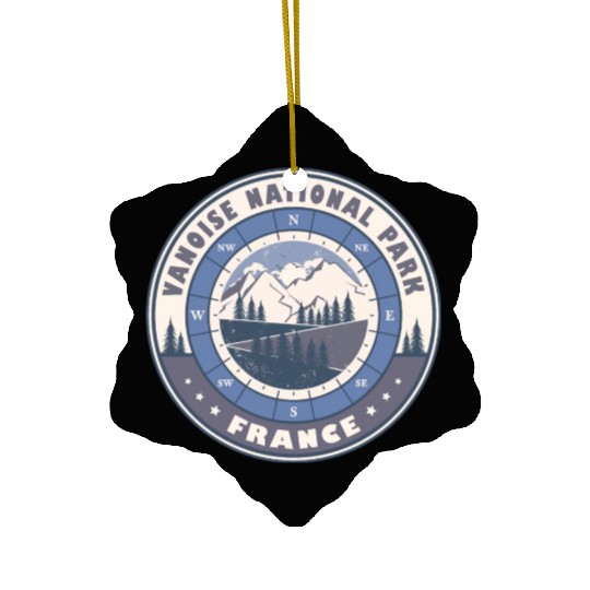 Vanoise National Park France Vintage Hiking Design Ceramic Ornaments