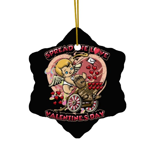 Spread The Love Cupid Arrow Heart Ceramic Ornaments