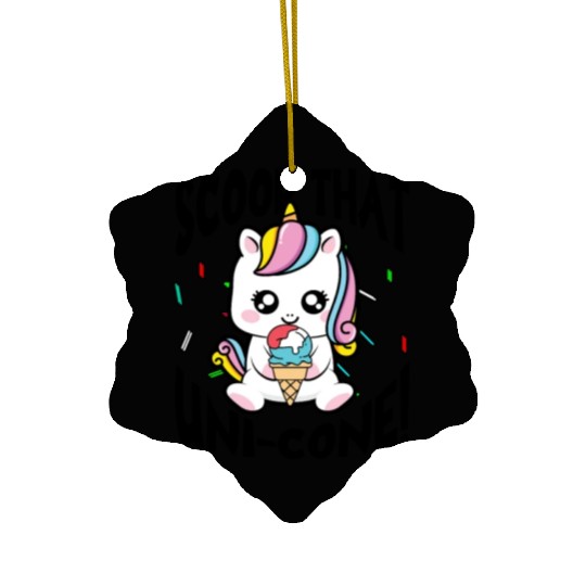 Rainbow Cute Unicorn Ice Cream Lover Mythical Ceramic Ornaments