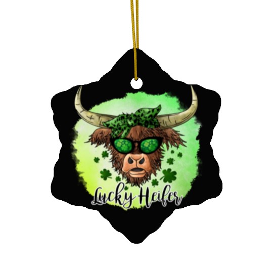 St Patricks Day Irish Lucky Heifer Cattle Farmer Ceramic Ornaments