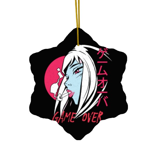 Anime Manga Girl - Game over Ceramic Ornaments
