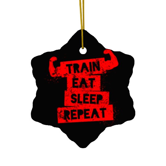 Train Eat Sleep Ceramic Ornaments