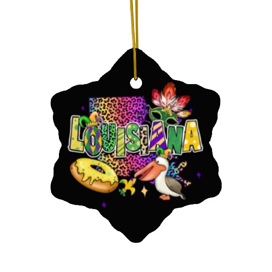 New Orleans Men Women Louisiana Mardi Gras Outfit Ceramic Ornaments