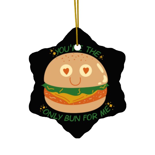 Burger Pun Illustration,food,funny,snack,sticker Ceramic Ornaments