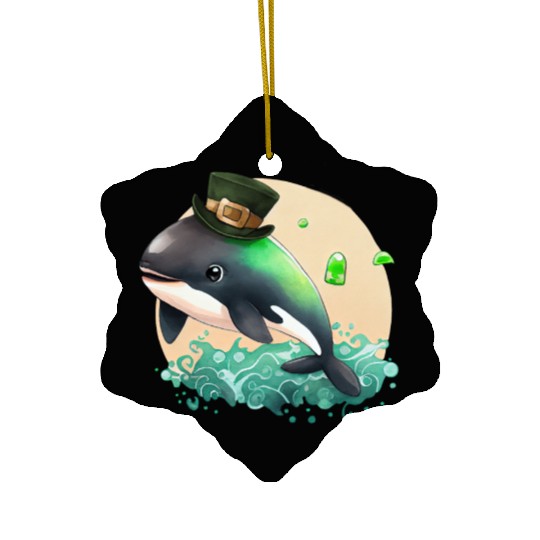 St Patrick's Day Irish Cute Orca Saint Patrick Ceramic Ornaments