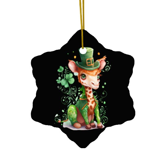St Patrick's Day Irish Cute Giraffe Saint Patrick Ceramic Ornaments