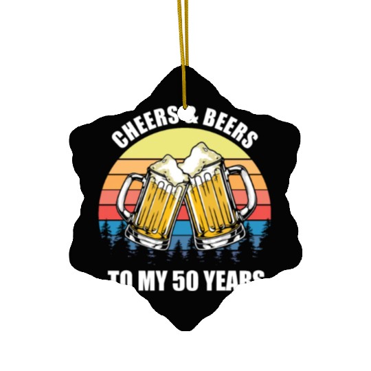 Novelty Vintage Cheers And Beer To My 50 Years Ceramic Ornaments
