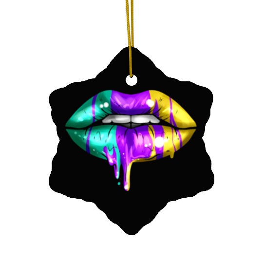 Big Lips In Green, Purple And Yellow Golden For Ceramic Ornaments