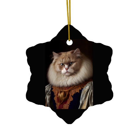 Angora Persian Cat Breed Portrait Royal Renaissanc Ceramic Ornaments