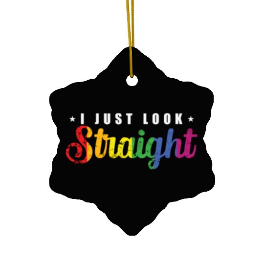 I just look straight LGBT Rainbow Pride Ceramic Ornaments