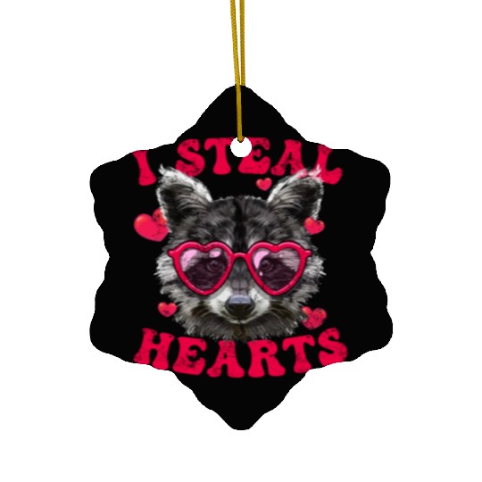 Valentine Raccoon Trash Panda I Heart Raccoons Ceramic Ornaments